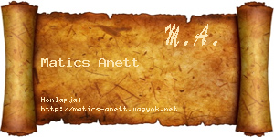 Matics Anett névjegykártya